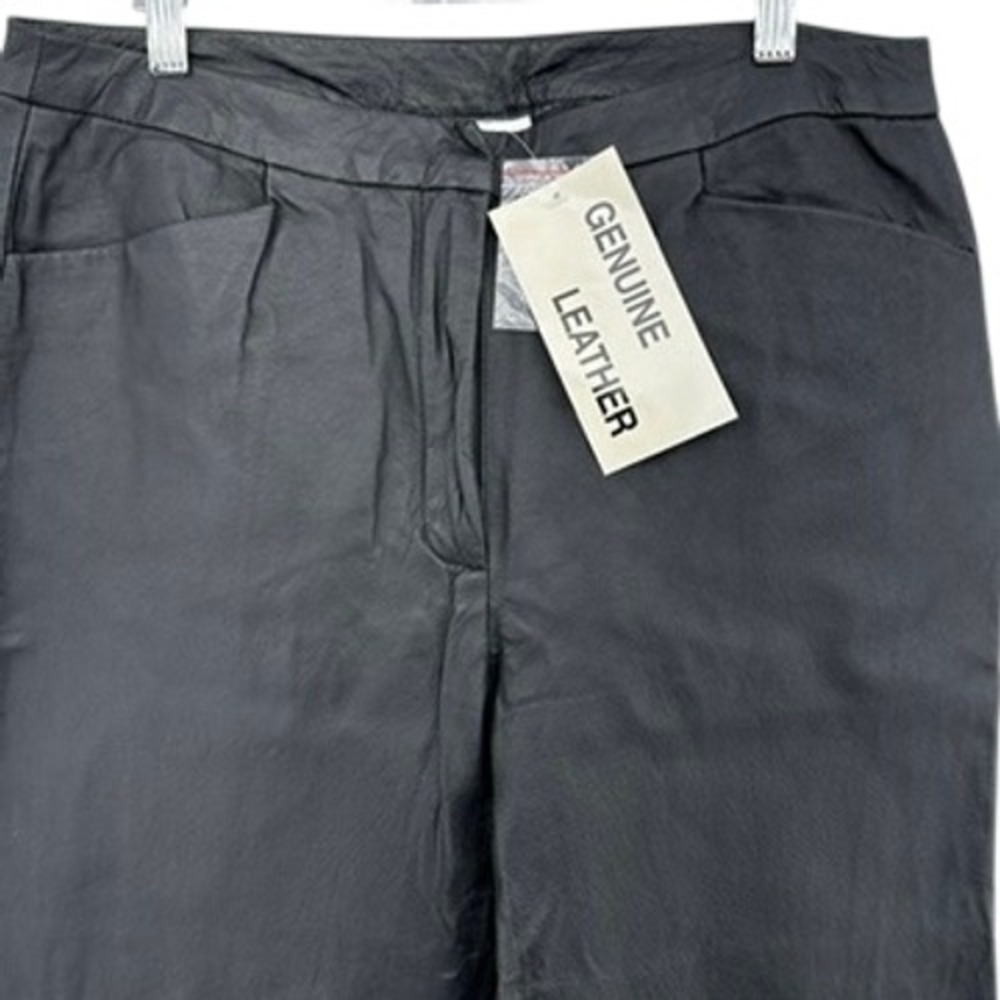 VTG Chadwick's Black Genuine Leather DEADSTOCK Straight Leg Pants SZ 12T 90s NEW